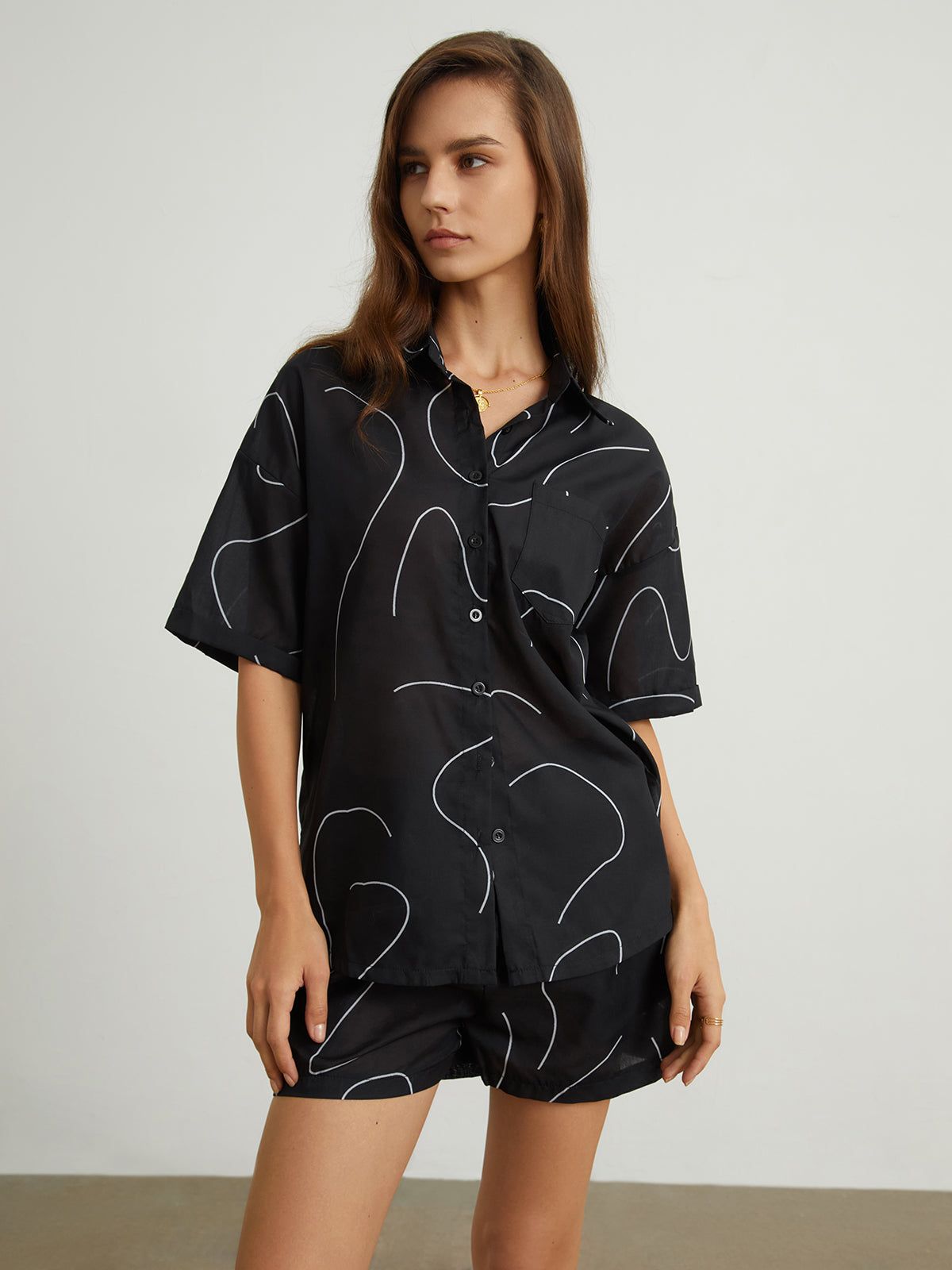 Geometric Print Two Piece Shorts Set sold by COMMENSE product image thumbnail 5