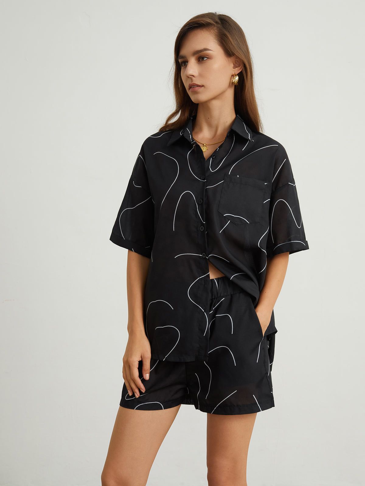 Geometric Print Two Piece Shorts Set sold by COMMENSE product image thumbnail 2