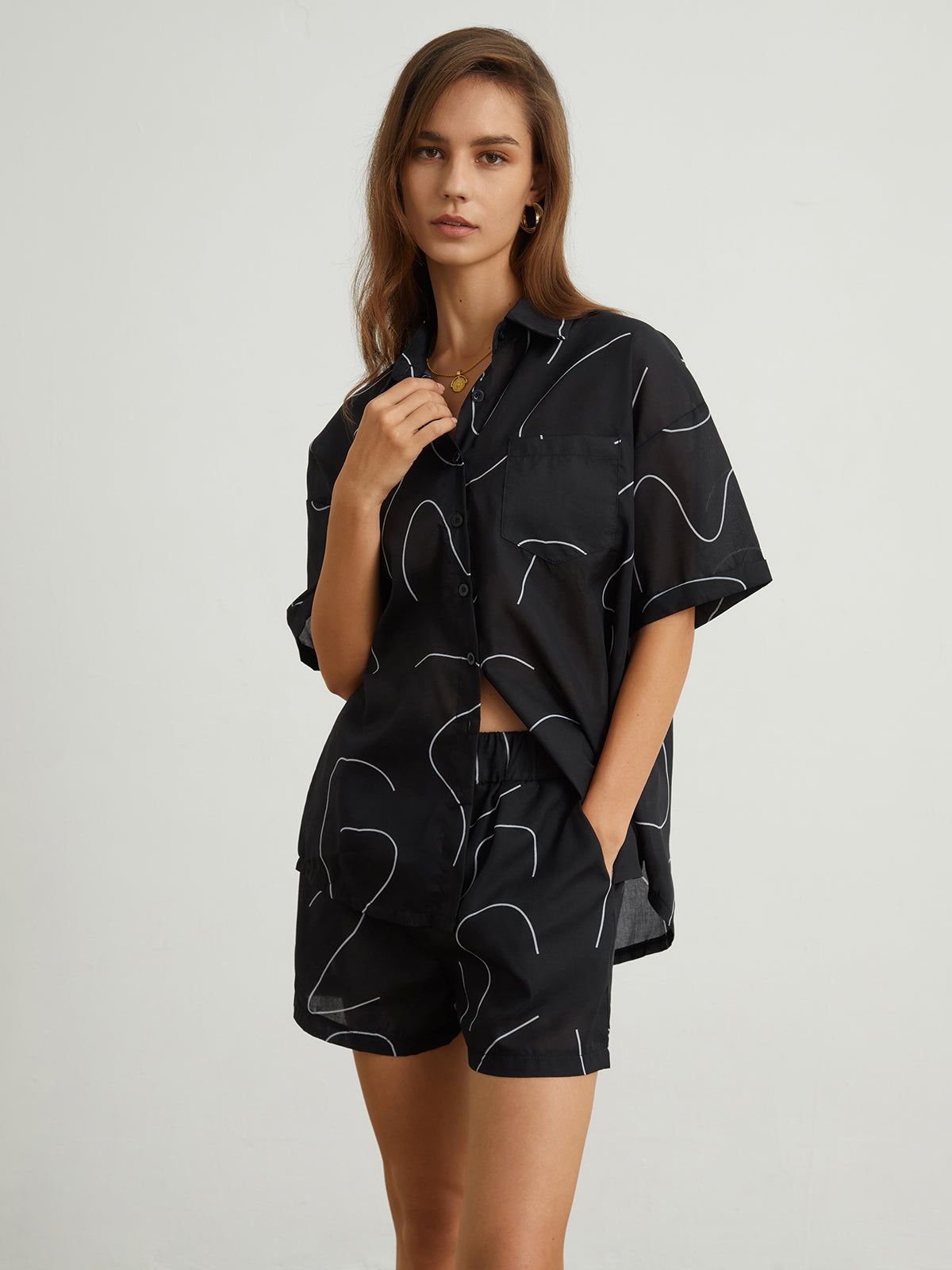 Geometric Print Two Piece Shorts Set sold by COMMENSE product image thumbnail 4