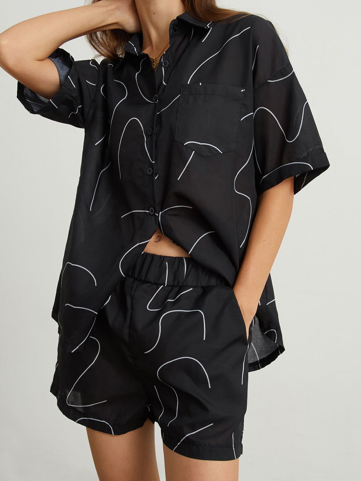 Geometric Print Two Piece Shorts Set sold by COMMENSE