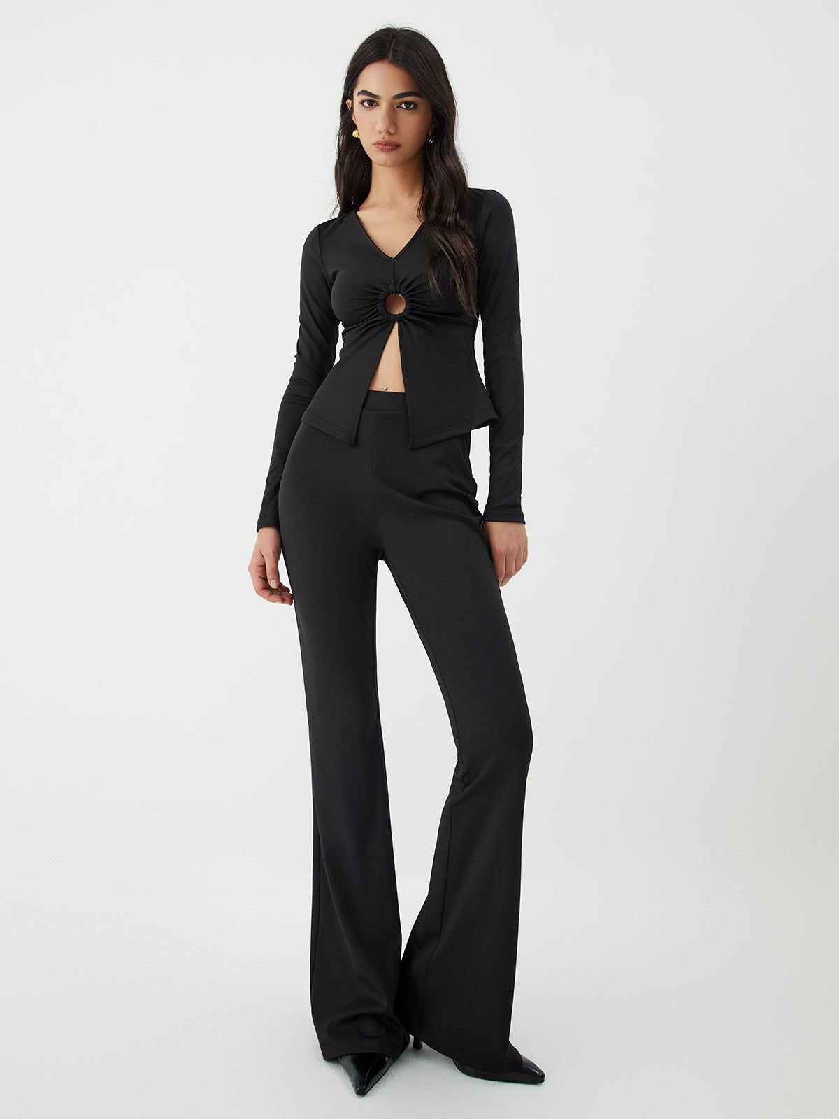 Circle Cutout Long Sleeve Blouse sold by COMMENSE product image thumbnail 2