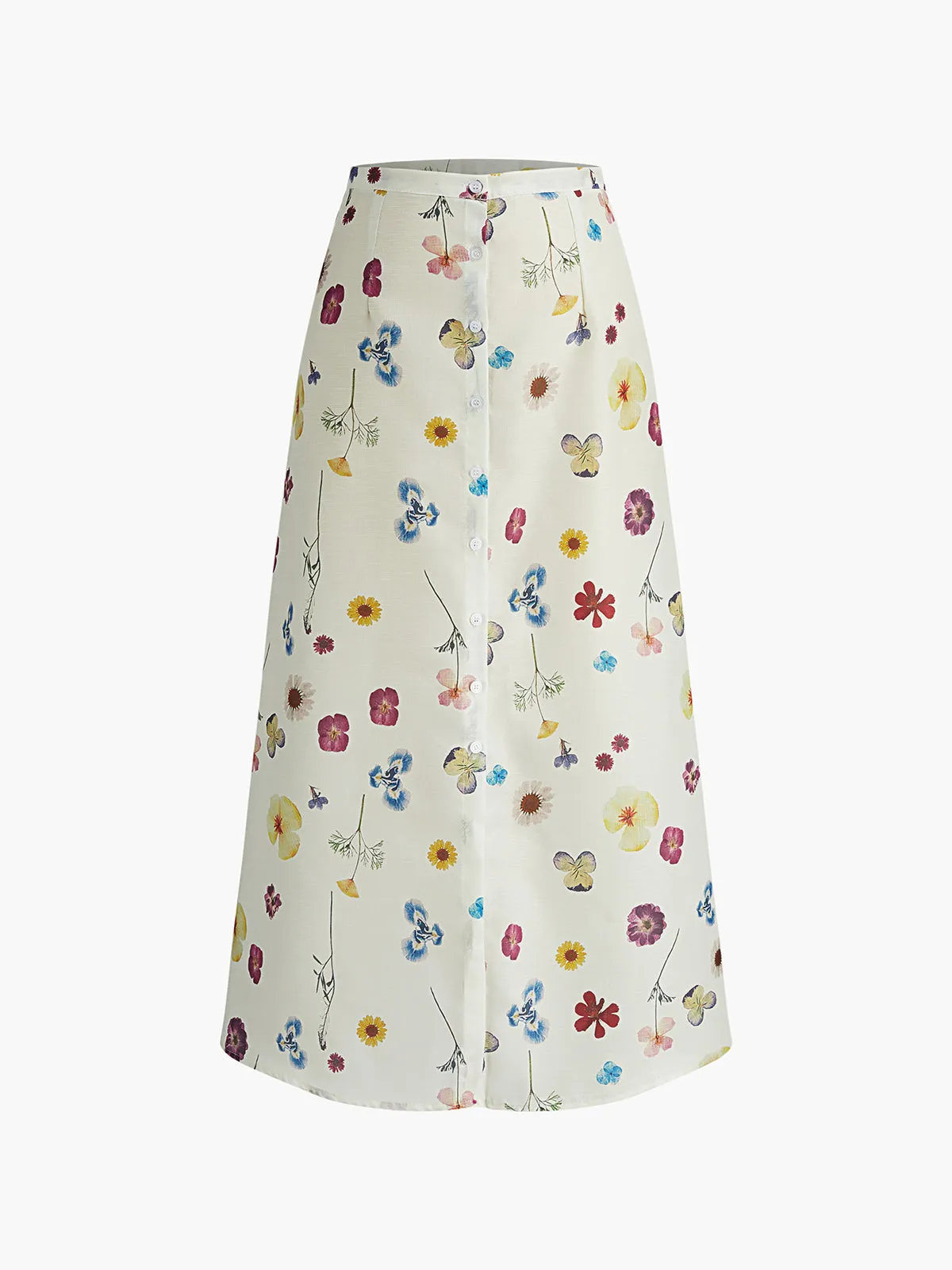 Button Print Straight Skirt sold by COMMENSE