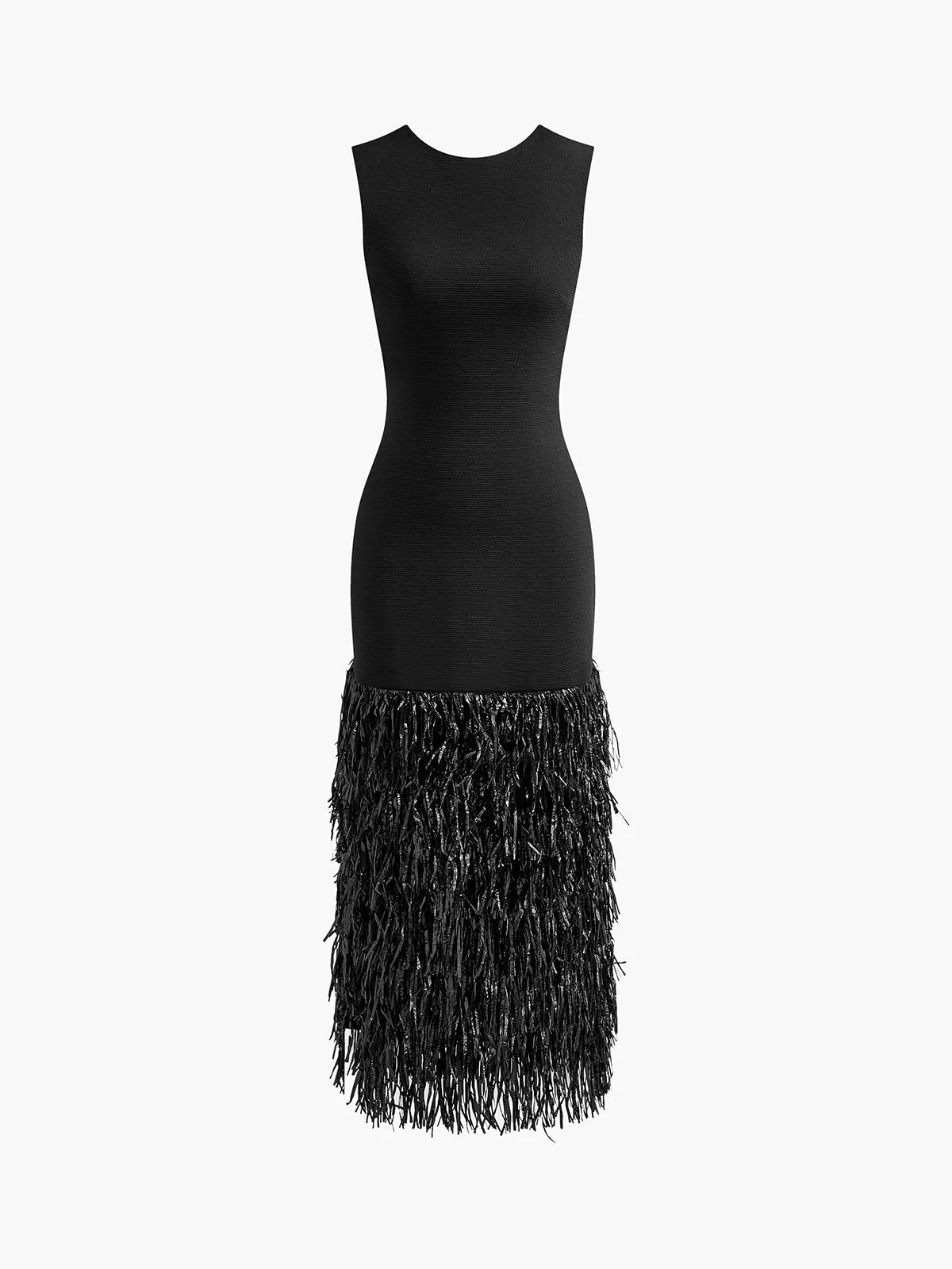 Paneled Tassel Backless Zipper Long Dress sold by COMMENSE