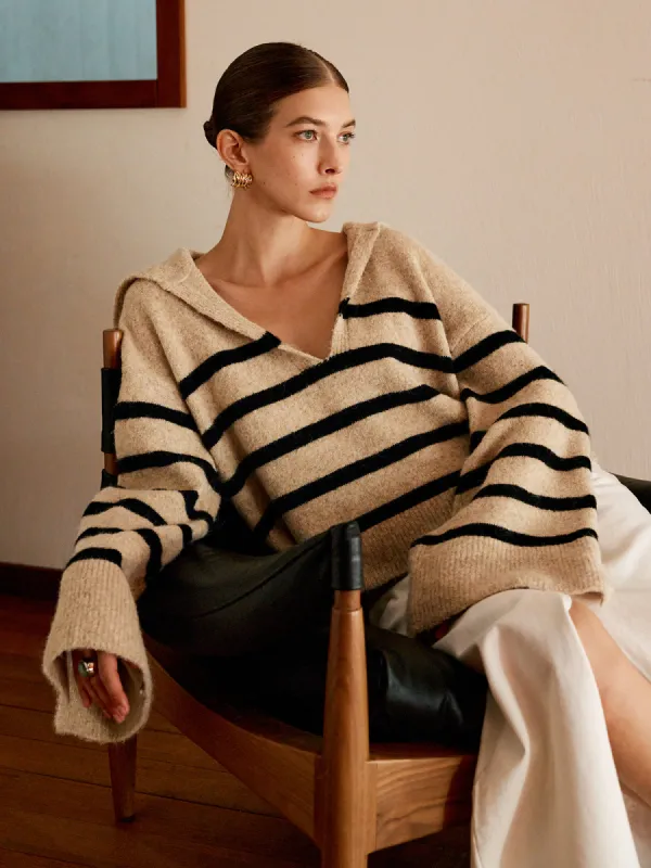 Oversize Striped Pullover Sweater sold by COMMENSE