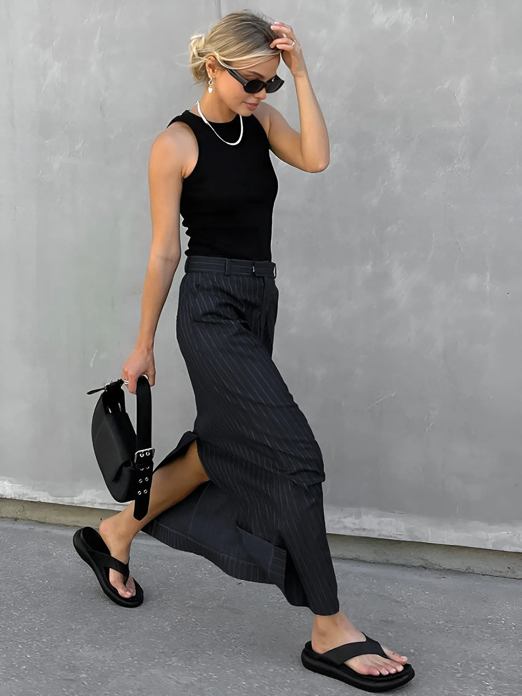 Pocket Striped Maxi Skirt sold by COMMENSE product image thumbnail 2
