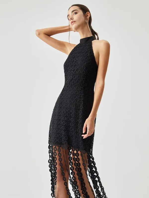Fringed Floral Sleeveless Midi Dress sold by COMMENSE