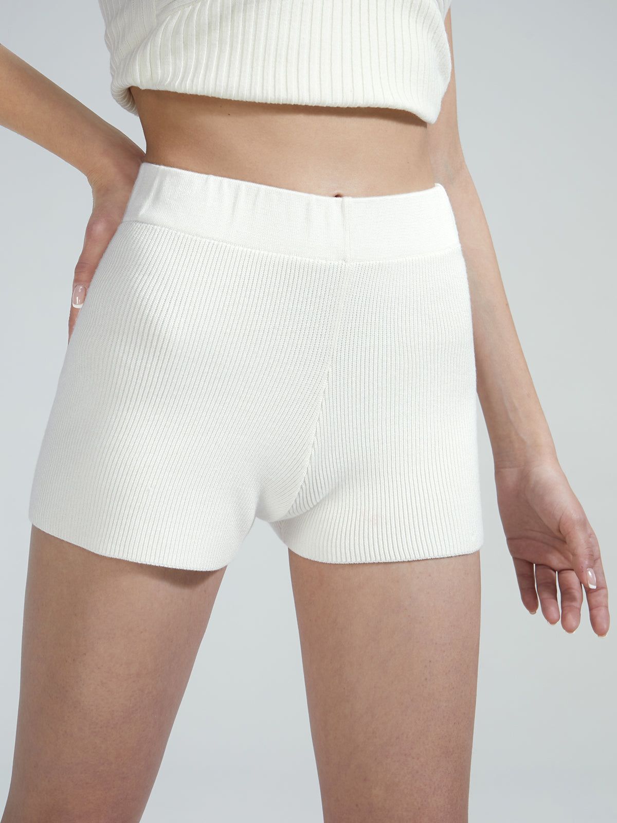 High Waisted Ribbed Knit Shorts sold by COMMENSE product image thumbnail 2