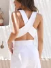 Cotton Crisscross Tailored Tank Top sold by COMMENSE