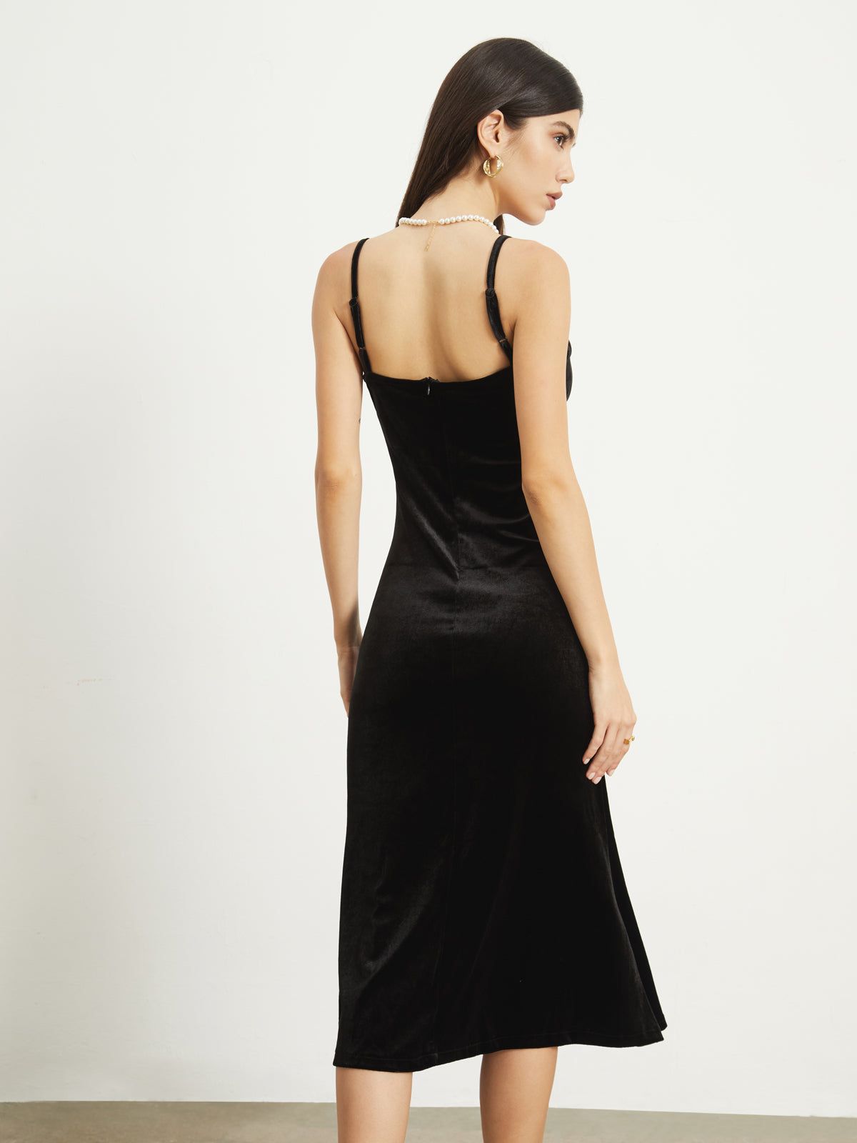 Alden Lace Mesh Velvet Midi Dress sold by COMMENSE product image thumbnail 4
