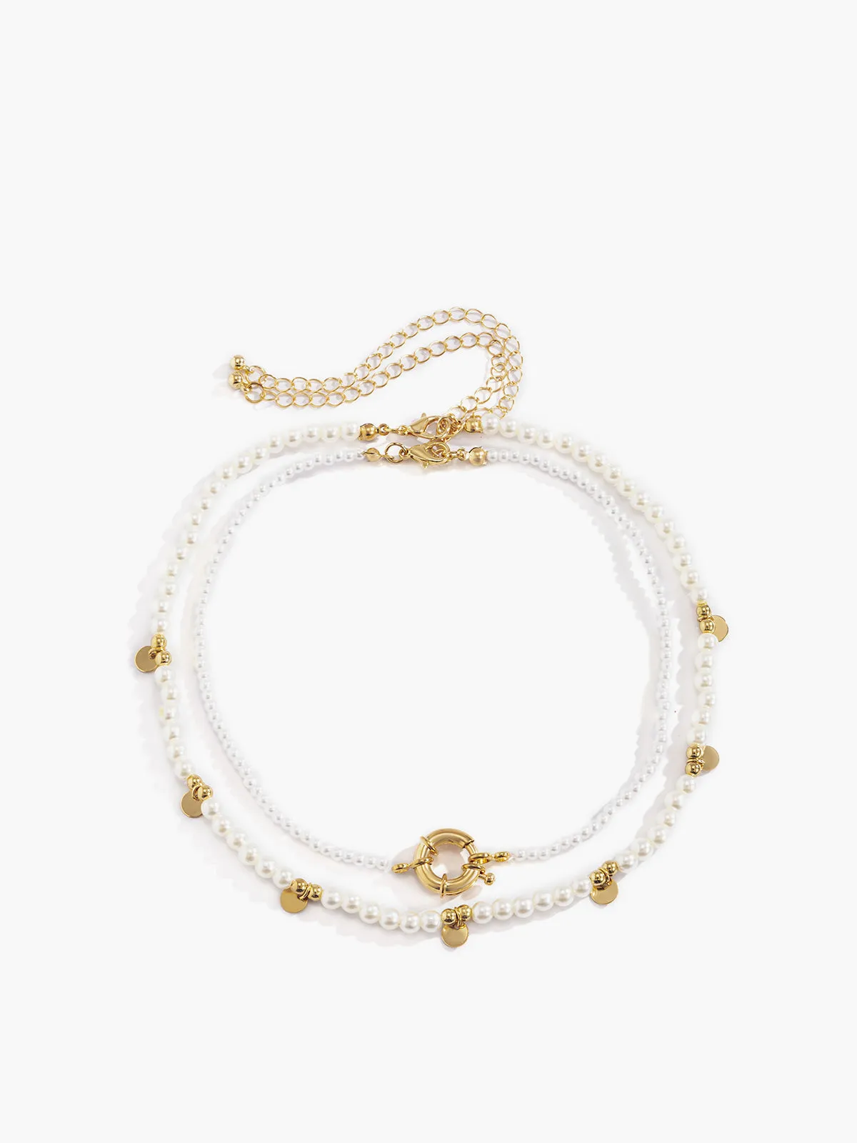 2pcs Pearl Beaded Golden Hoop Necklace sold by COMMENSE product image thumbnail 2