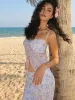 Floral Front Ruched Maxi Skirt Set sold by COMMENSE