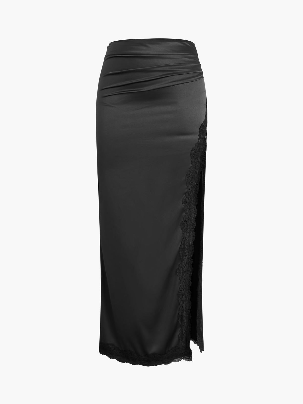 Ruched Satin Maxi Skirt sold by COMMENSE