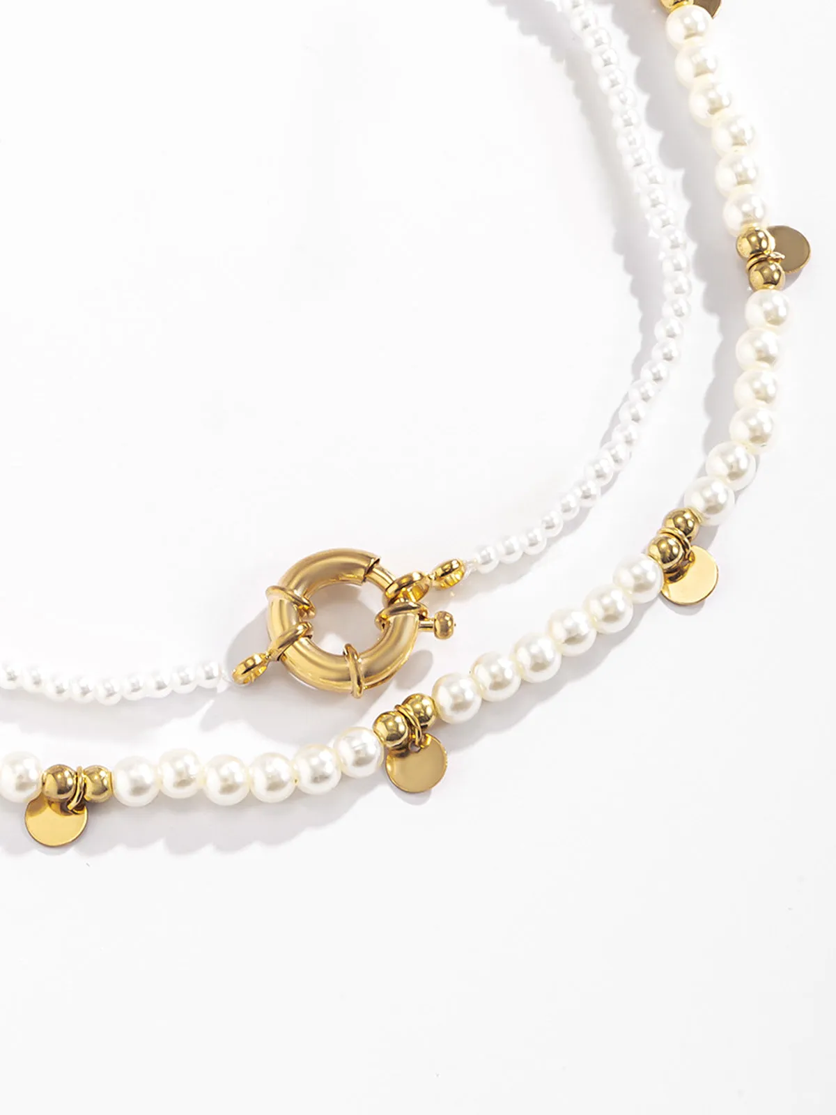 2pcs Pearl Beaded Golden Hoop Necklace sold by COMMENSE product image thumbnail 3