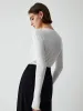 Effortless Keyhole Long Sleeve Knit Top sold by COMMENSE