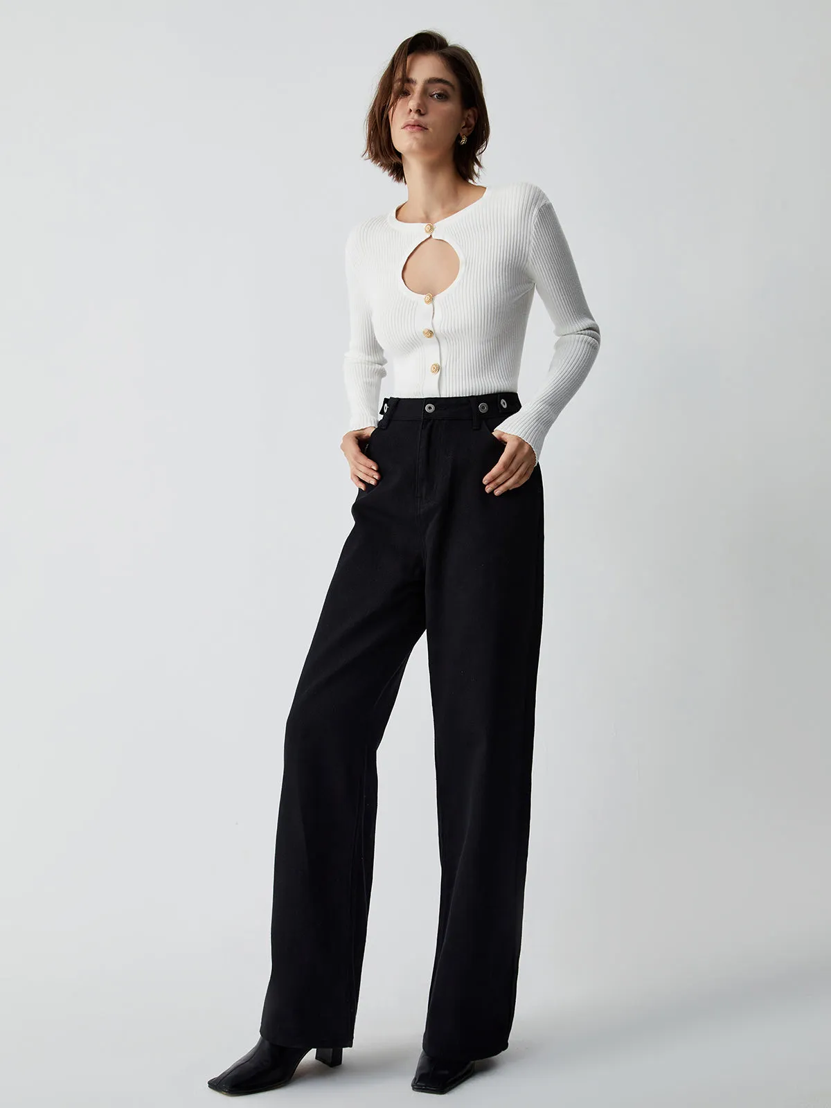 Effortless Keyhole Long Sleeve Knit Top sold by COMMENSE product image thumbnail 5