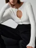 Effortless Keyhole Long Sleeve Knit Top sold by COMMENSE