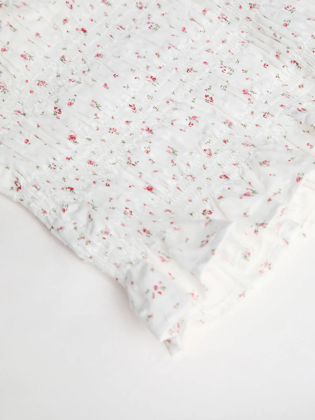 Boho Floral Print Puff Sleeve Shirred Blouse sold by COMMENSE product image thumbnail 3