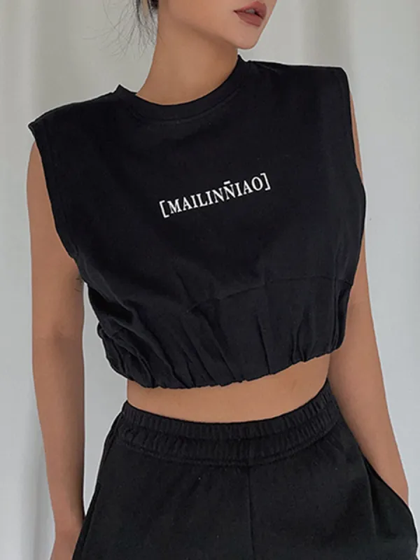 Cloud Nine Letter Print Crop Top sold by COMMENSE