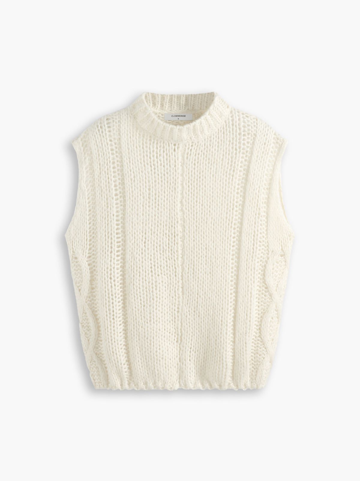 Cream Cable Knit Sweater Vest sold by COMMENSE