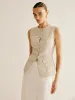 Elegant Breasted Piping Split Vest sold by COMMENSE