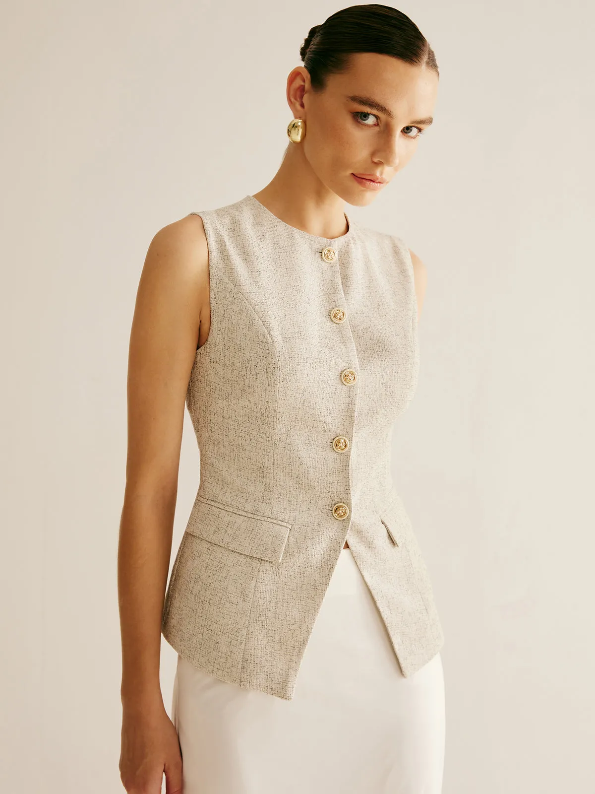 Elegant Breasted Piping Split Vest sold by COMMENSE product image thumbnail 5