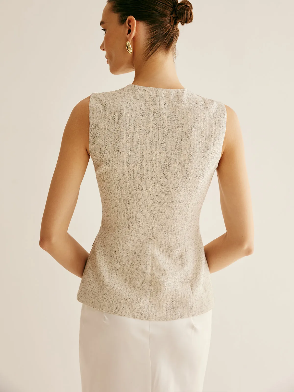 Elegant Breasted Piping Split Vest sold by COMMENSE product image thumbnail 2