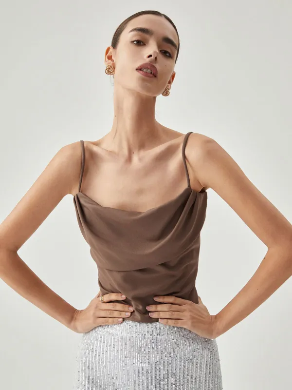 Low Cut Draped Tank Top sold by COMMENSE