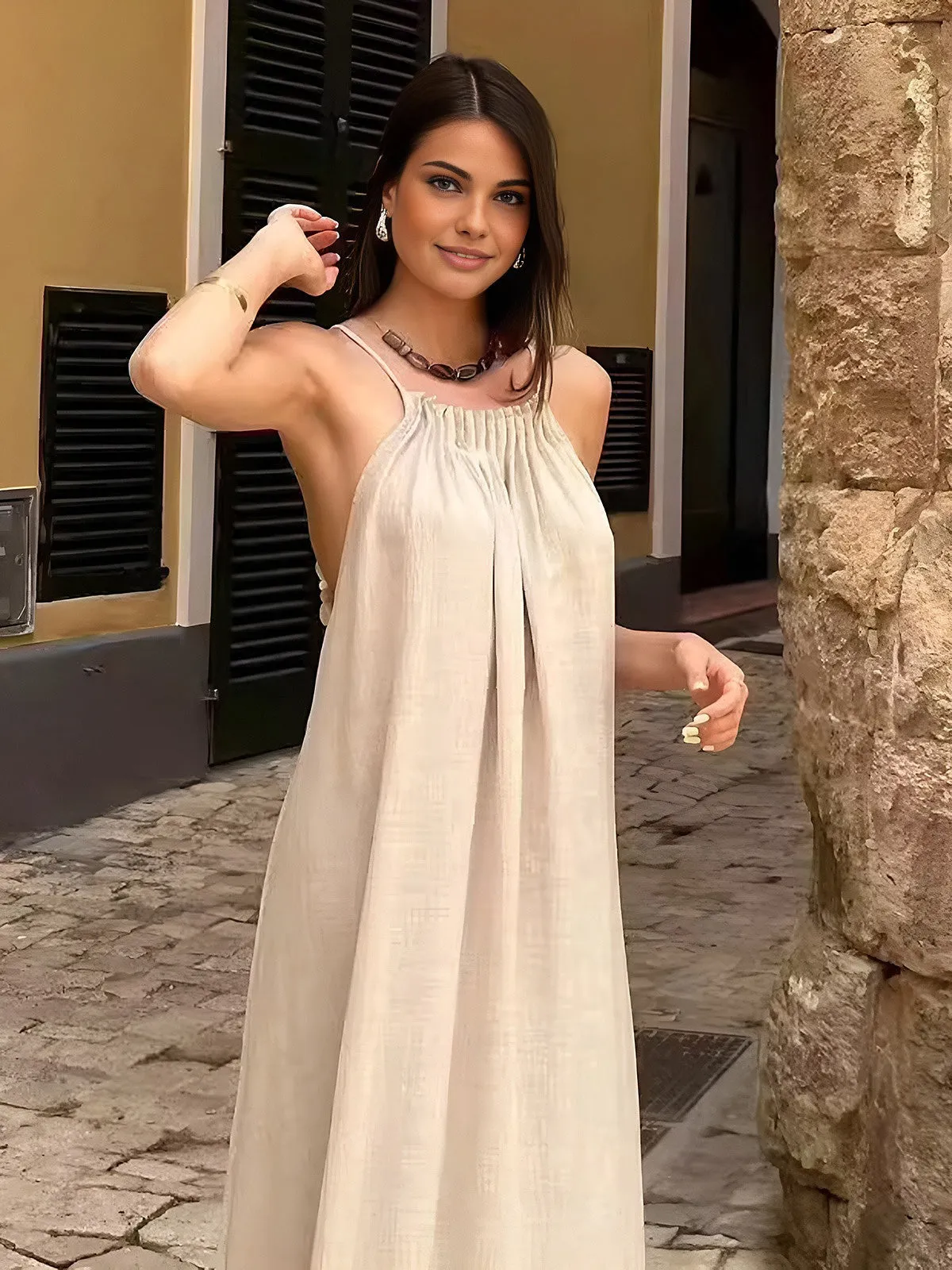 Beaded Strap Backless Dress sold by COMMENSE product image thumbnail 4