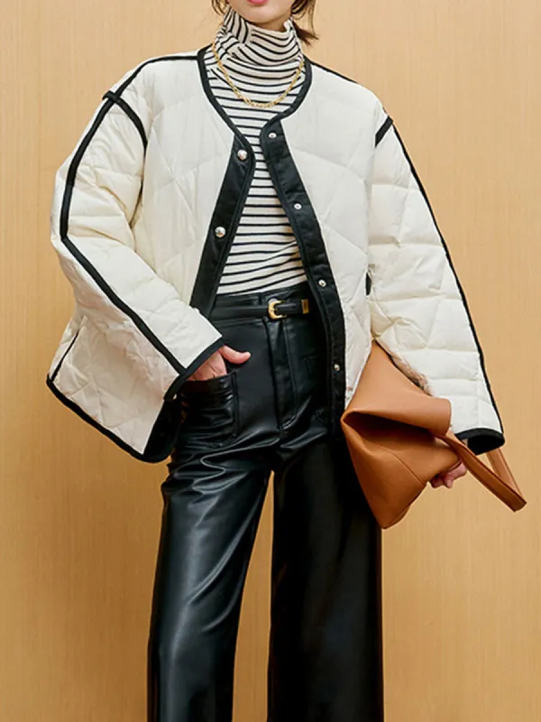 Contrast Seam Quilted Puffer Jacket made by COMMENSE