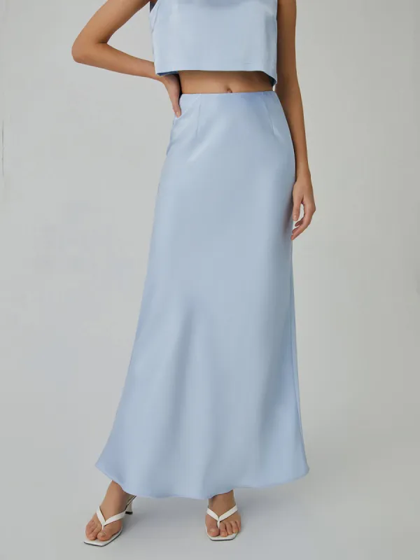 Minimalism Satin Maxi Skirt sold by COMMENSE