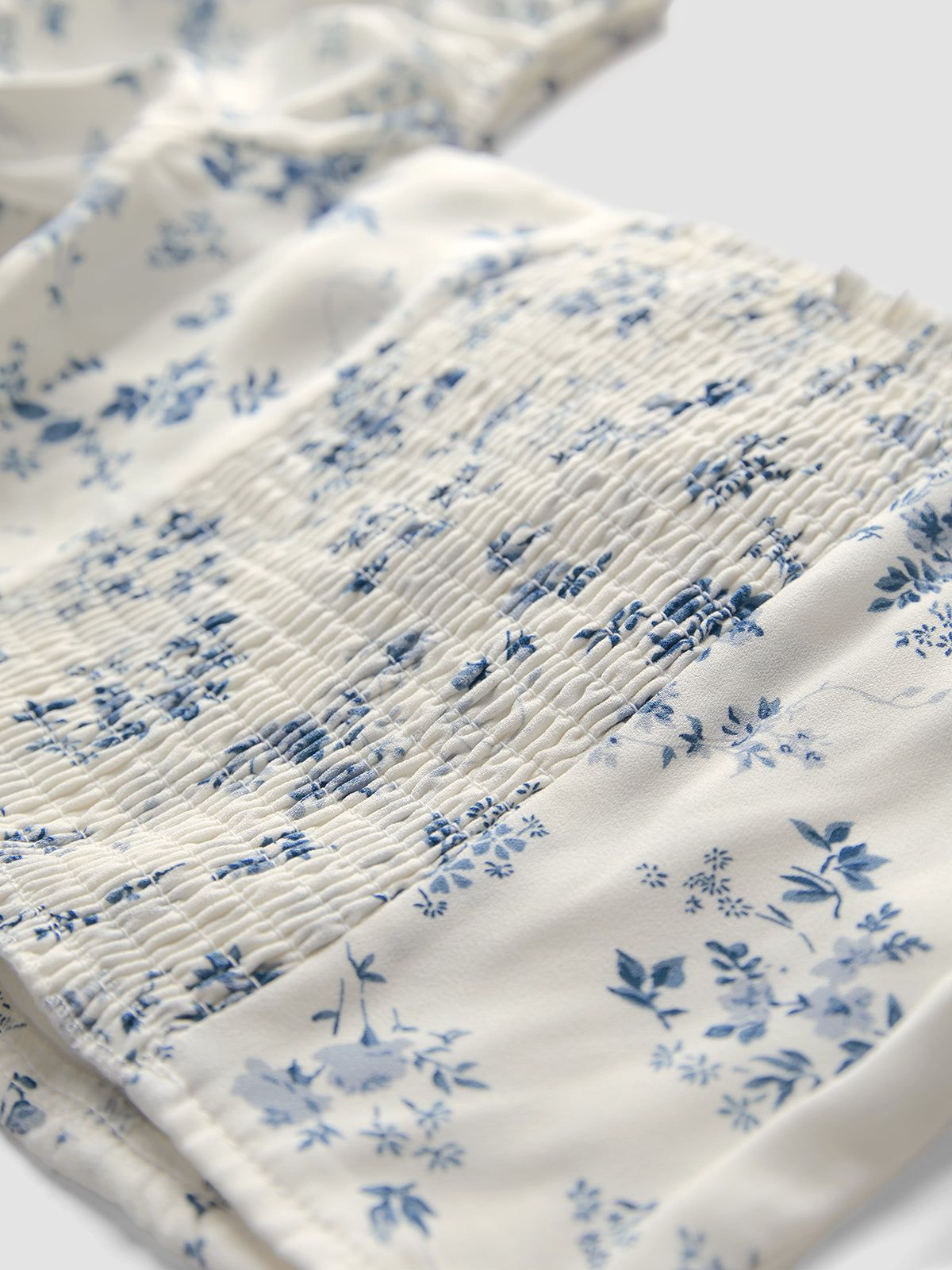 Short Puff Sleeve Floral Tie Front Top sold by COMMENSE product image thumbnail 3