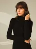 Turtleneck Long Sleeve Mini Dress with Slit and Ribbed Paneling sold by COMMENSE