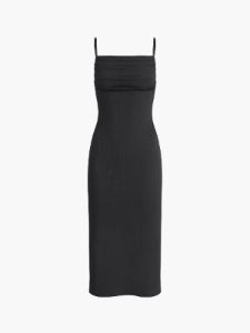 Solid Backless Pleated Long Dress sold by COMMENSE