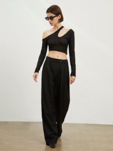 Cutout Asymmetrical Crop Top sold by COMMENSE