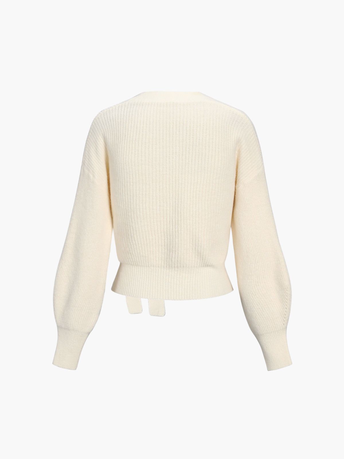 Creamy Flatwhite Wrap Tied Cardigan sold by COMMENSE product image thumbnail 4