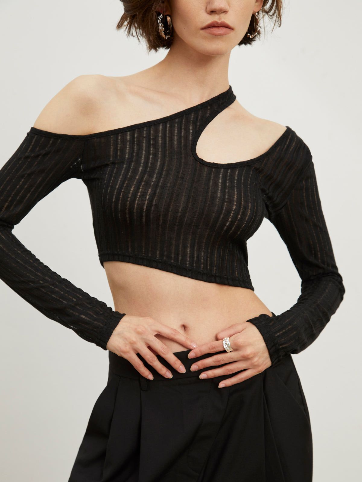 Cutout Asymmetrical Crop Top sold by COMMENSE product image thumbnail 5