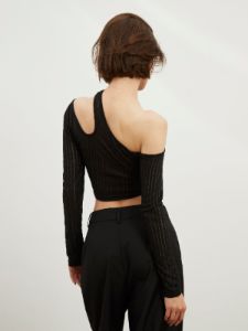 Cutout Asymmetrical Crop Top sold by COMMENSE