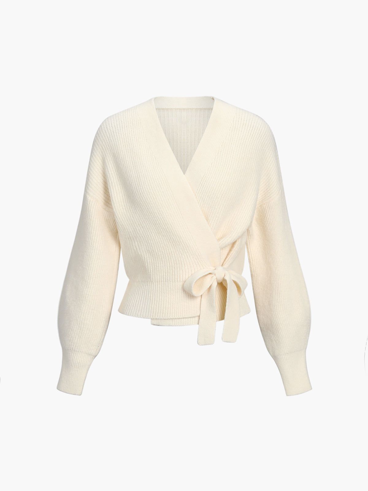 Creamy Flatwhite Wrap Tied Cardigan sold by COMMENSE product image thumbnail 2