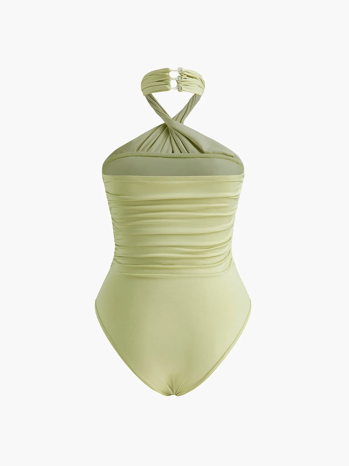 Cross-Over Collar Pleated Bodysuit sold by COMMENSE product image thumbnail 4