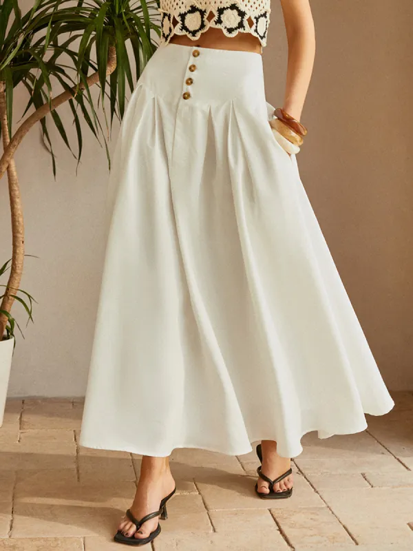 Oversized Button Ruched Pockets Skirt sold by COMMENSE
