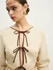 Cotton & Linen Lace Up Dress Without Belt sold by COMMENSE