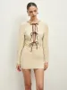 Cotton & Linen Lace Up Dress Without Belt sold by COMMENSE
