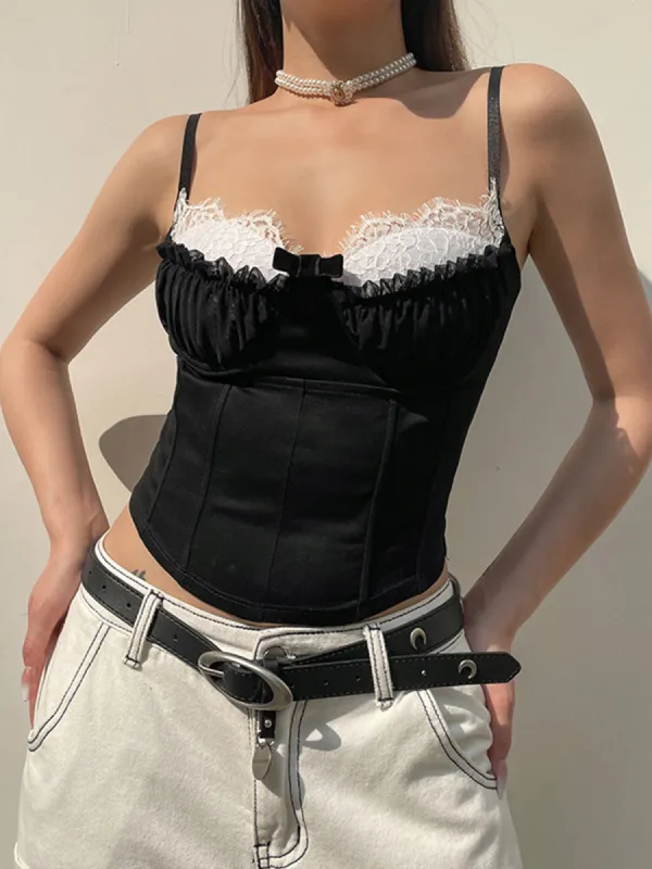 Lace Bow Detail Cami Top sold by COMMENSE