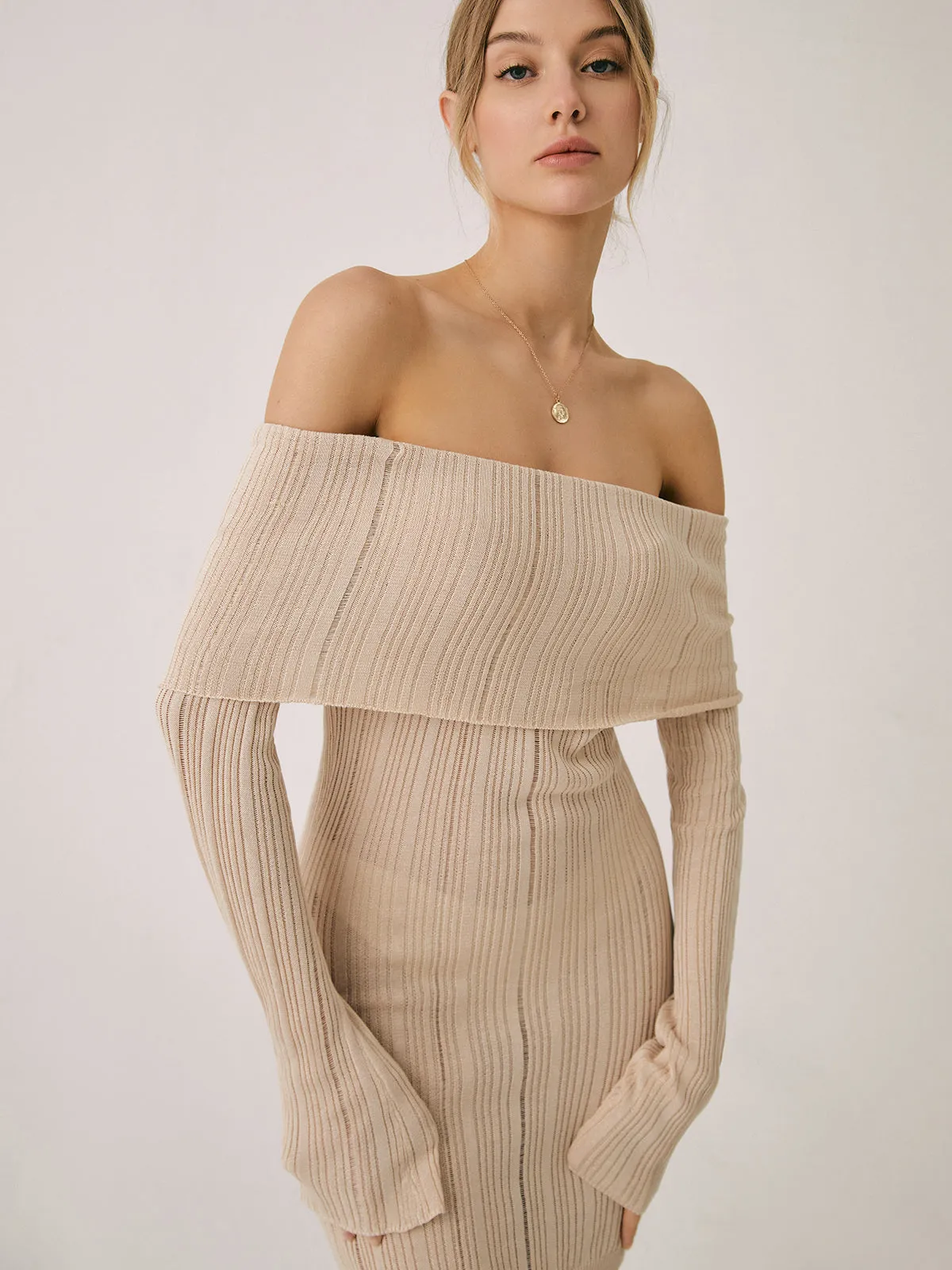 Cold Shoulder Short Knit Dress sold by COMMENSE