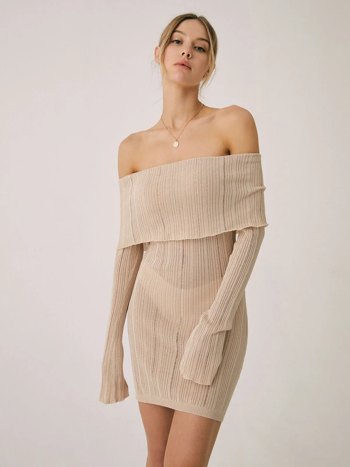 Cold Shoulder Short Knit Dress sold by COMMENSE product image thumbnail 4