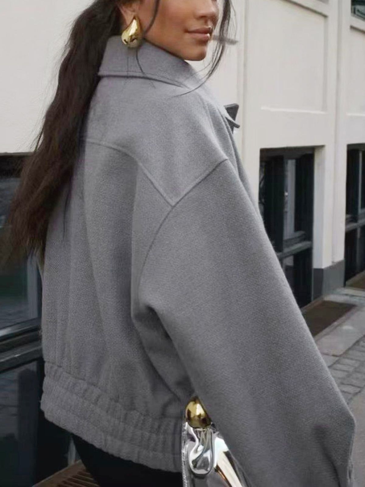 Double Pockets Open Collar Jacket sold by COMMENSE product image thumbnail 2