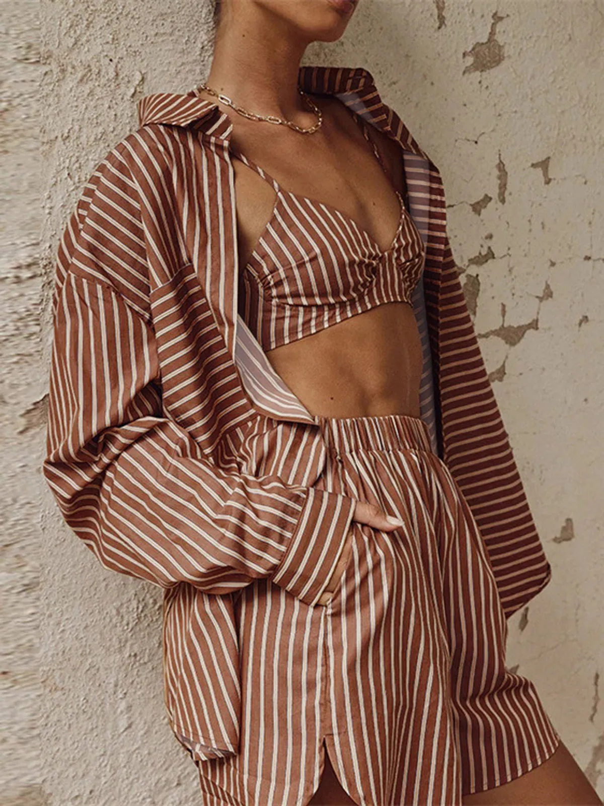 Stripe Three Piece Shorts Set sold by COMMENSE product image thumbnail 2