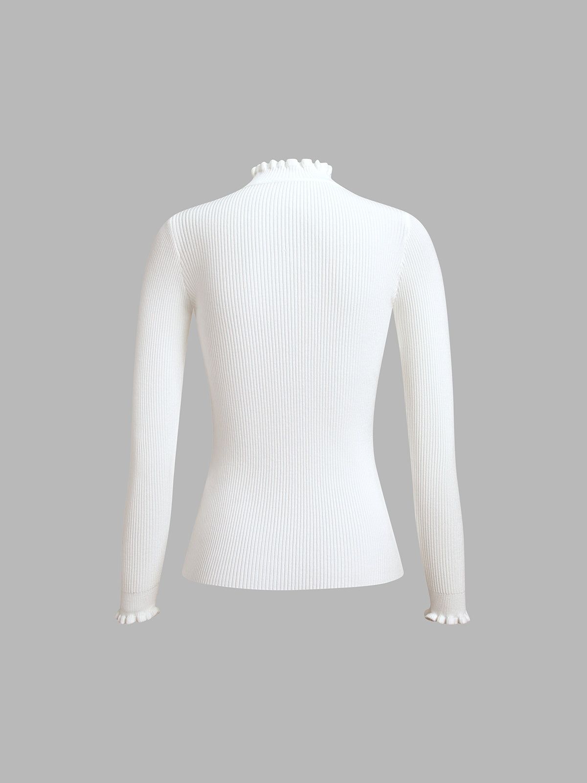Ribbed Frilly Mockneck Knit Top sold by COMMENSE product image thumbnail 9