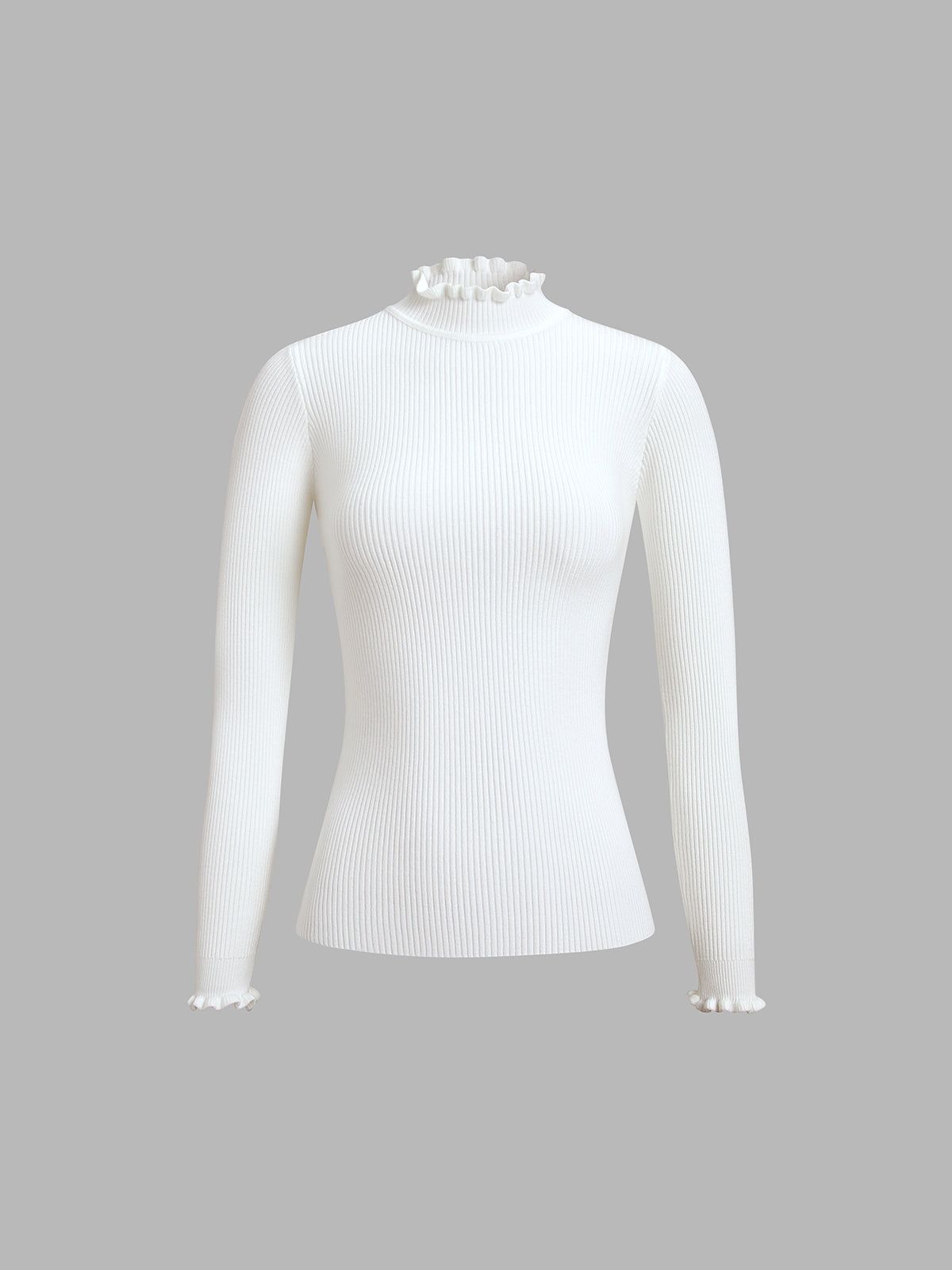 Ribbed Frilly Mockneck Knit Top sold by COMMENSE product image thumbnail 8