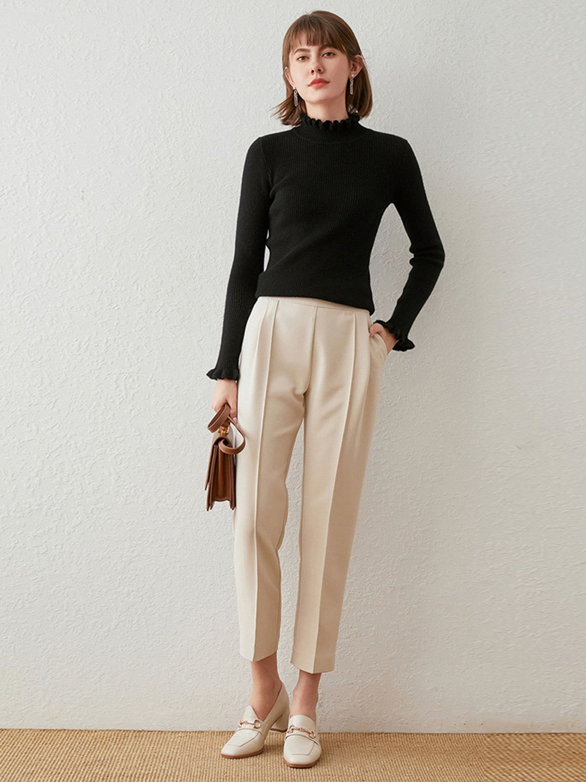 Ribbed Frilly Mockneck Knit Top sold by COMMENSE product image thumbnail 5